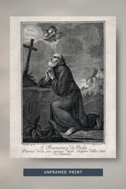 Saint Francis of Paola Kneeling at the Cross | Linen Texture Print